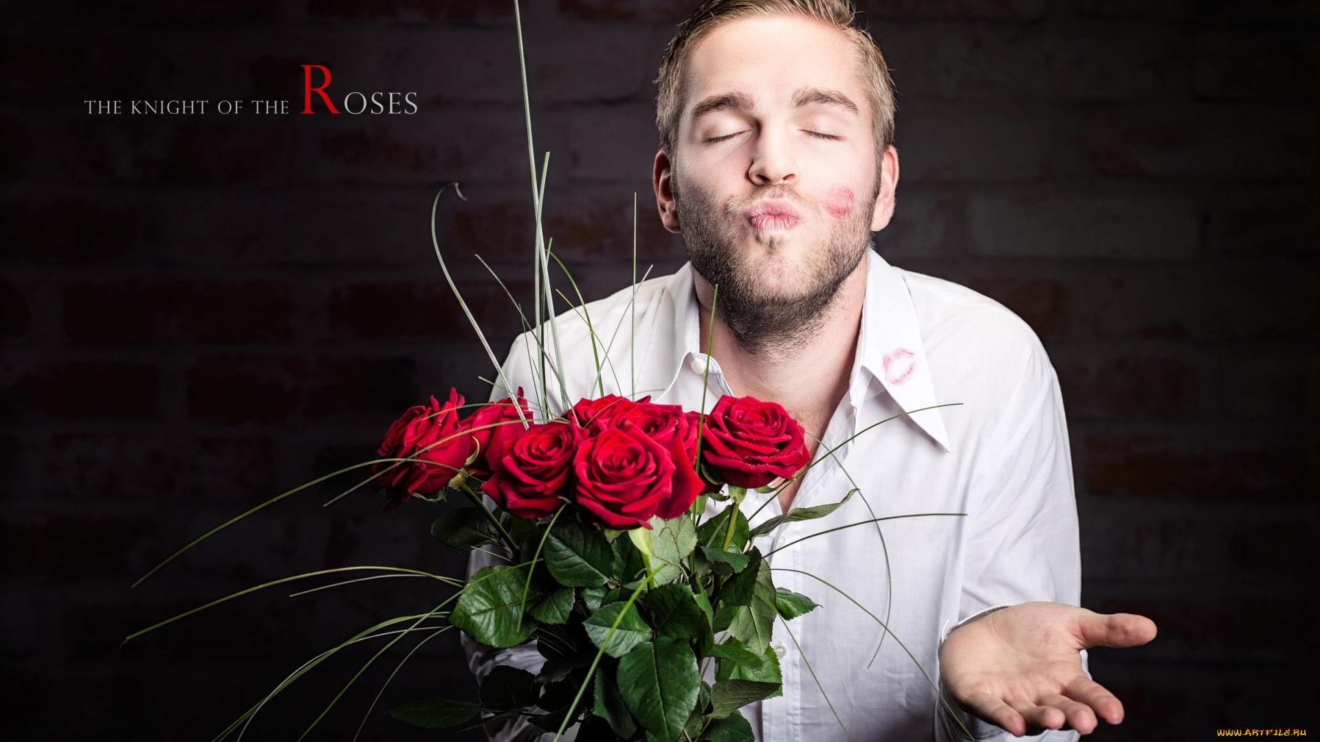 мужчины, -, unsort, помада, поцелуй, розы