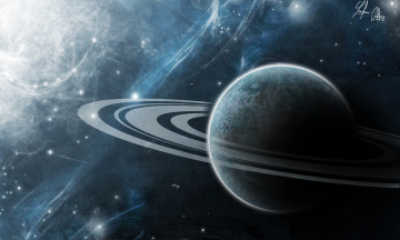 Картинка космос арт кольца туманность сатурн планета