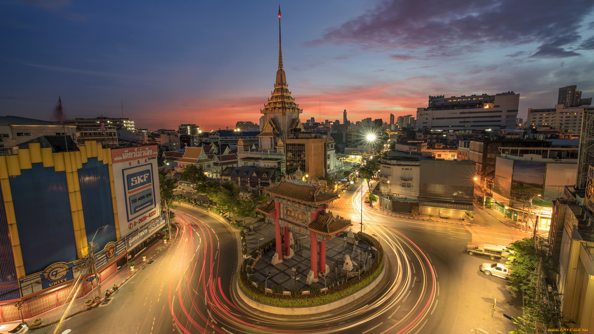 bangkok`s, chinatown, города, бангкок, , таиланд, огни, ночь