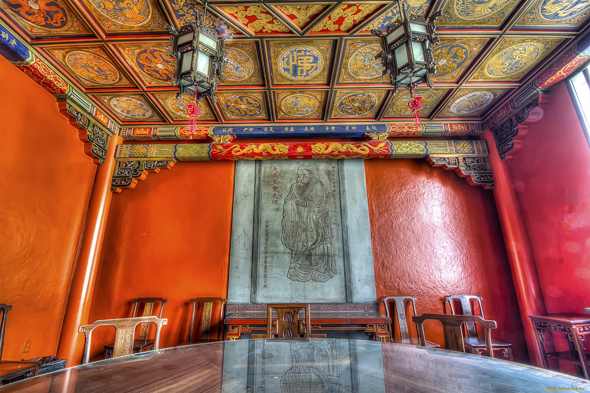 chinese, room, интерьер, убранство, , роспись, храма, комната, кампус, собор