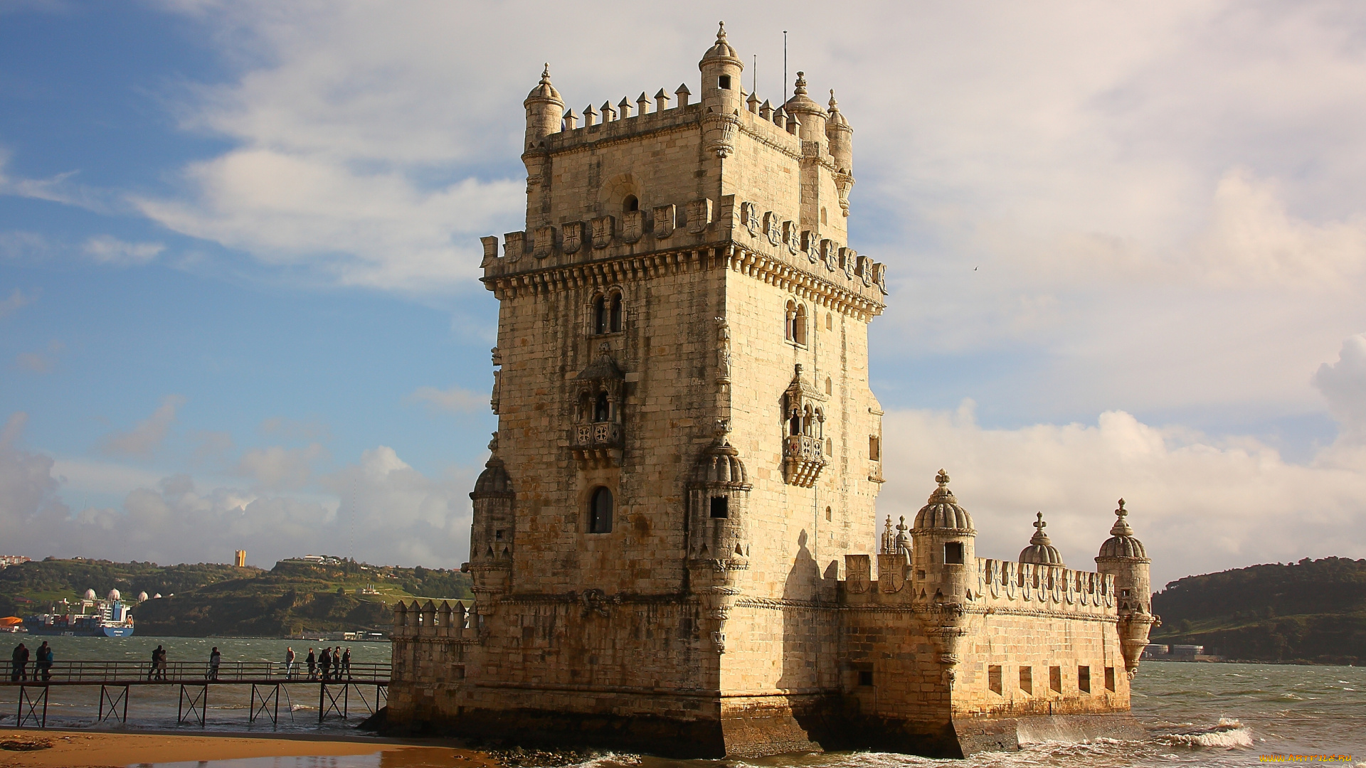 belem, tower, lisbon, portugal, города, лиссабон, португалия, река, тежу, tagus, river, башня, белен