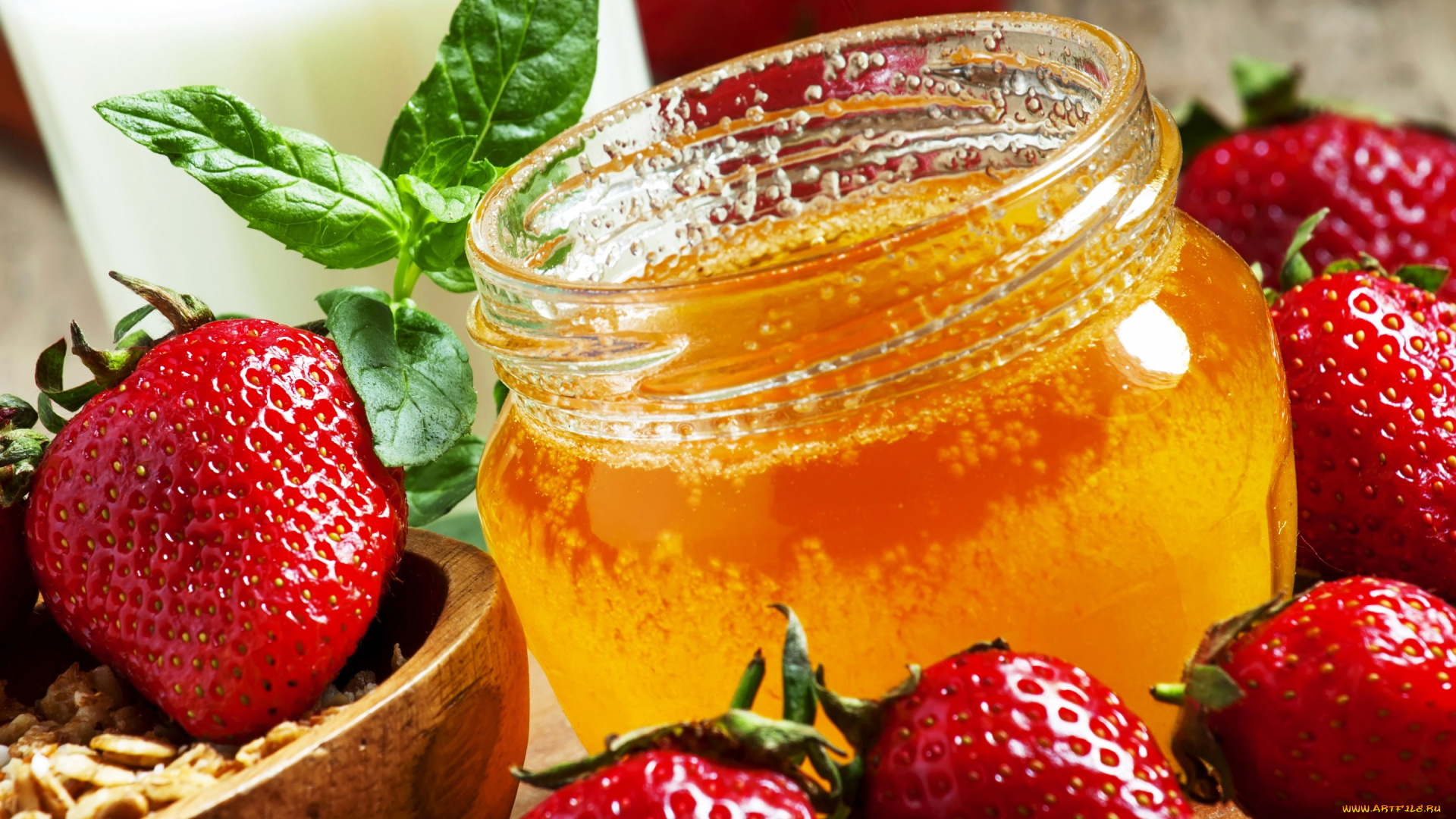 еда, мёд, , варенье, , повидло, , джем, berries, strawberries, honey, ягоды, клубника, баночка, мед