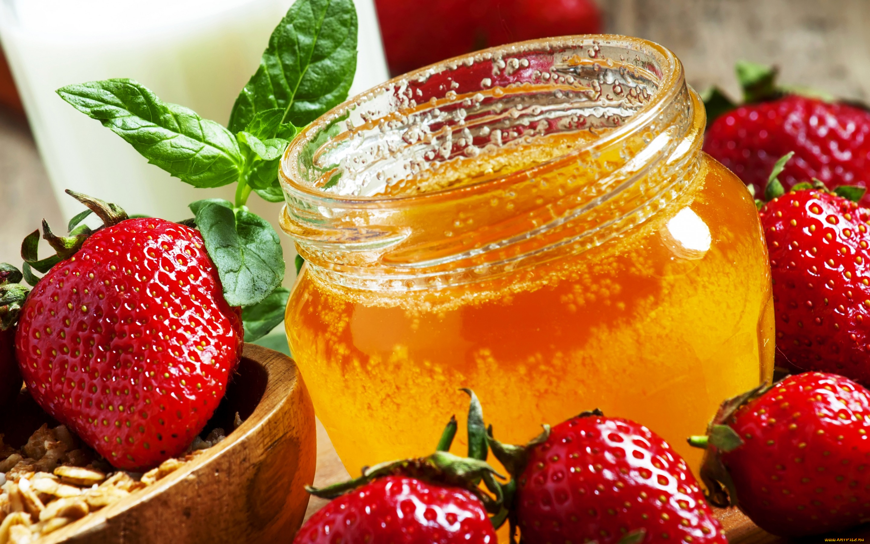 еда, мёд, , варенье, , повидло, , джем, berries, strawberries, honey, ягоды, клубника, баночка, мед