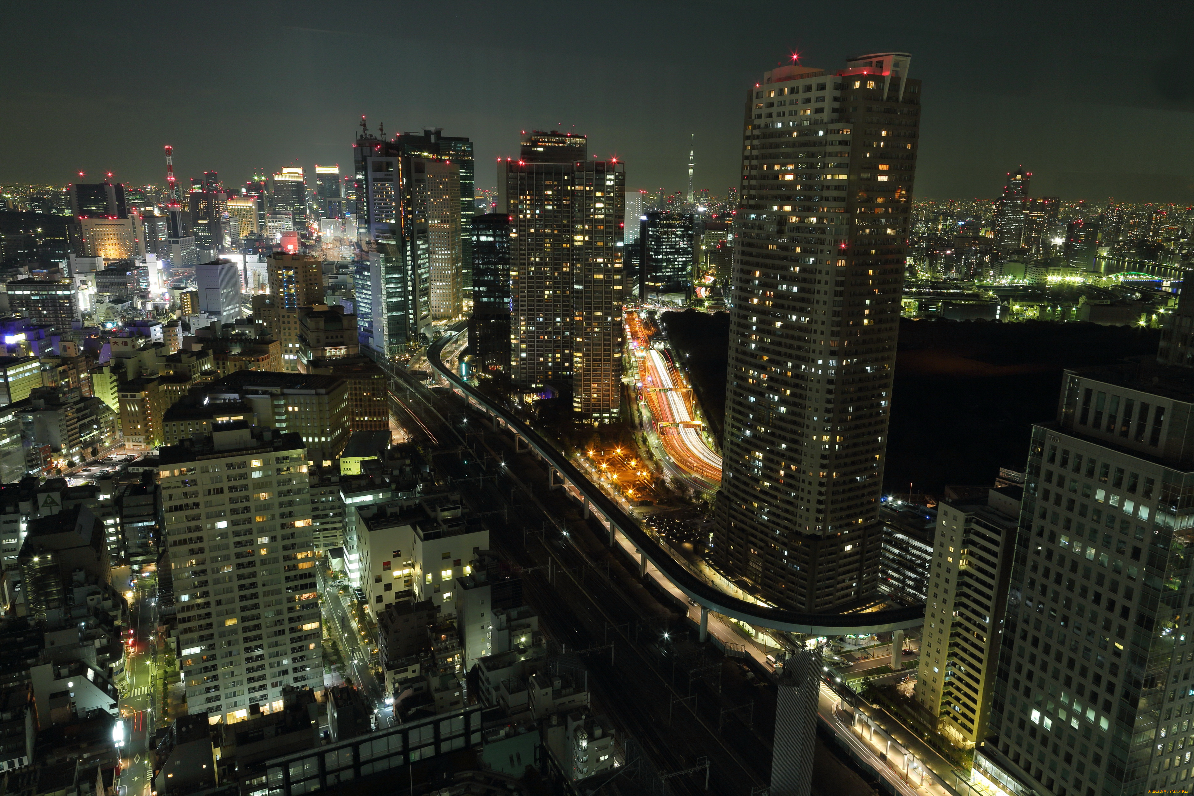 города, токио, Япония, ночь, огни