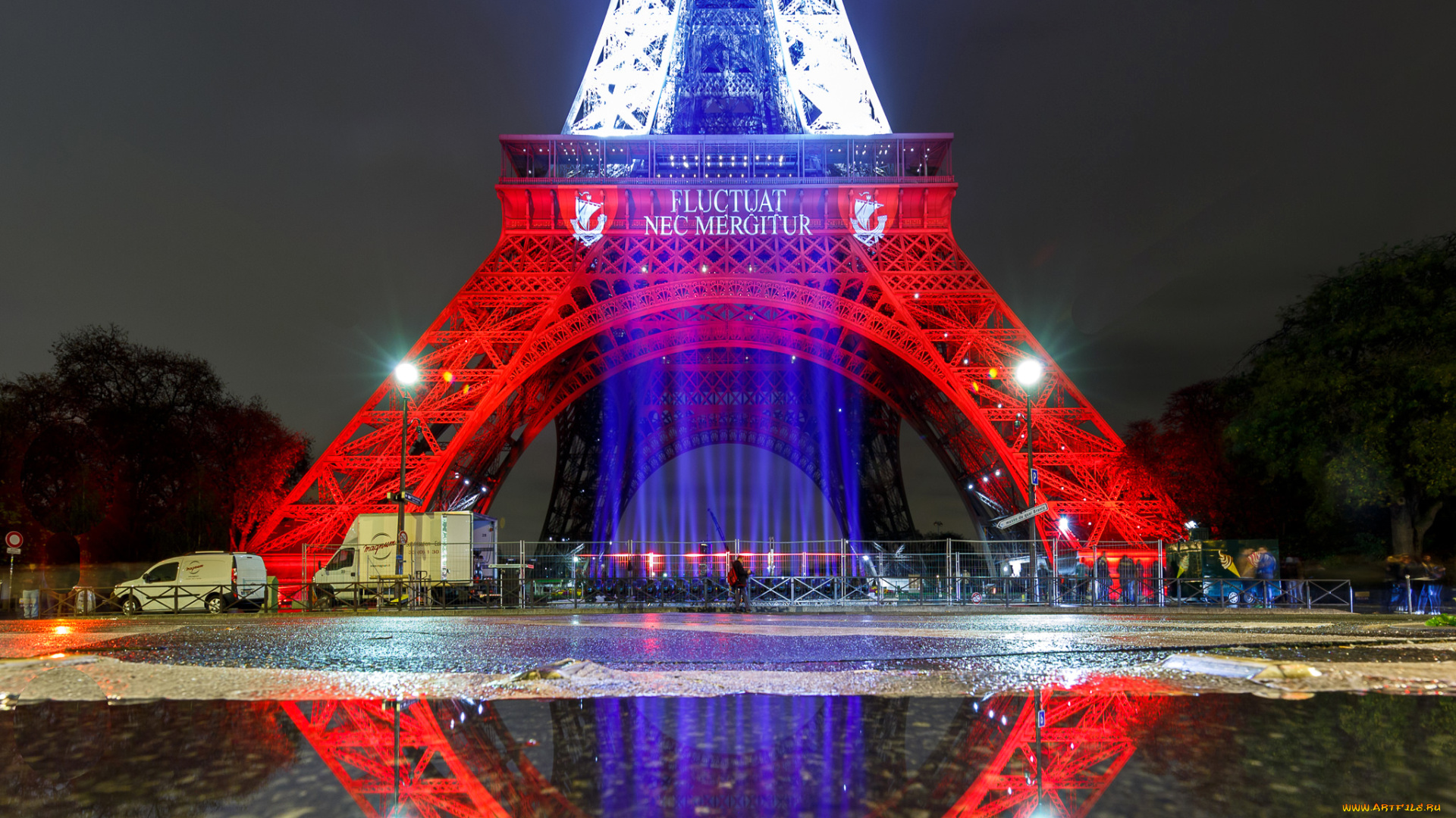 города, париж, , франция, свет, огни, эйфелева, башня, отражение, краски, париж