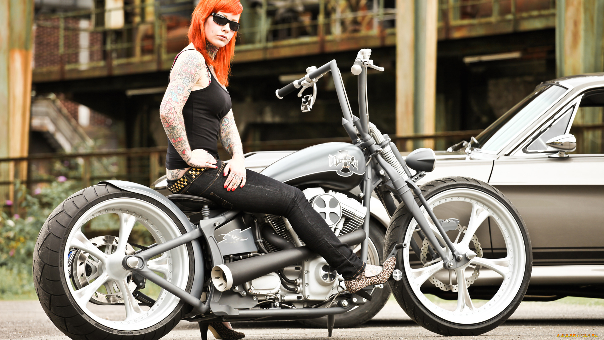 мотоциклы, мото, с, девушкой, motorcycle