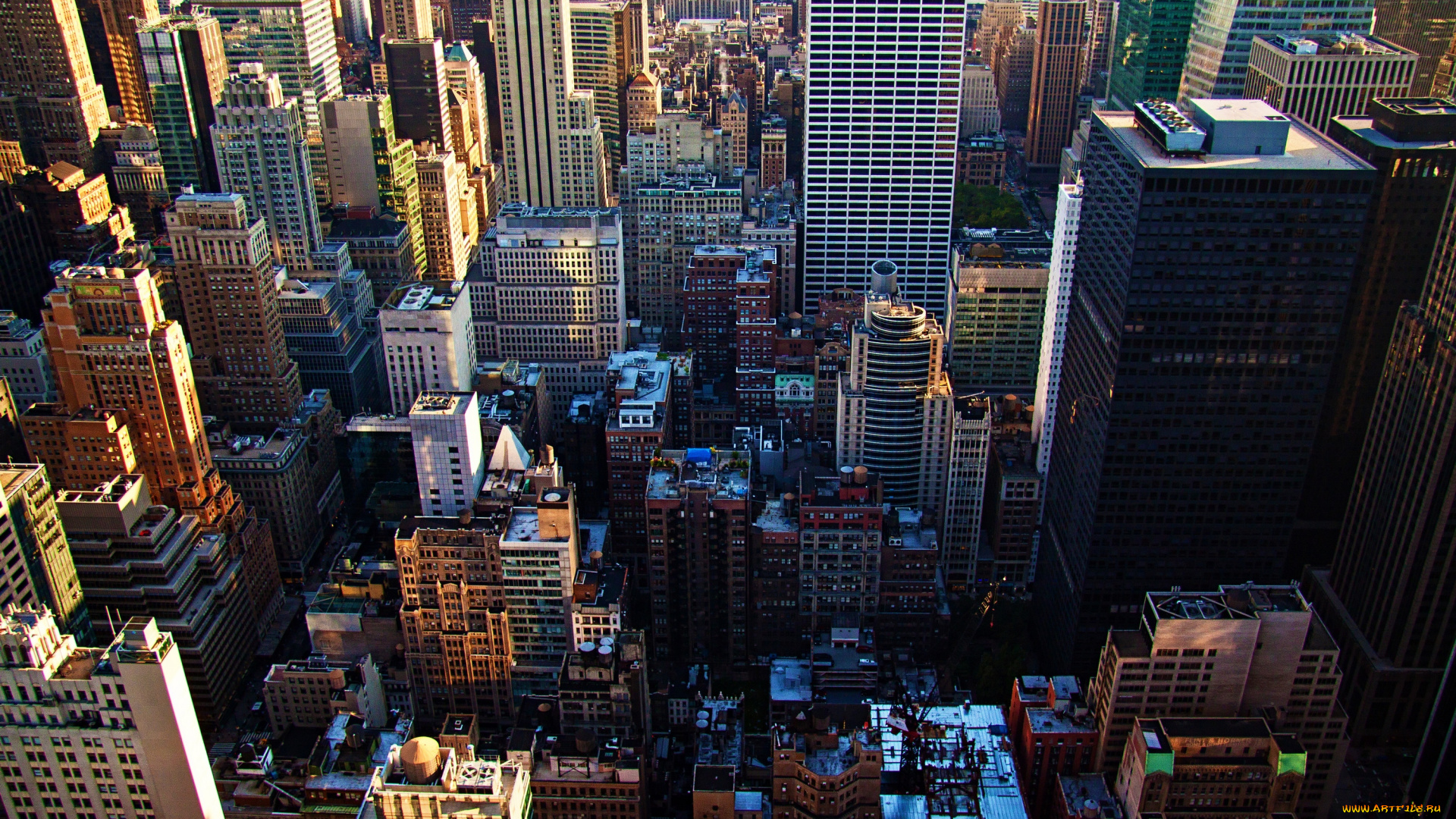 города, нью, йорк, сша, вид, сверху, панорама