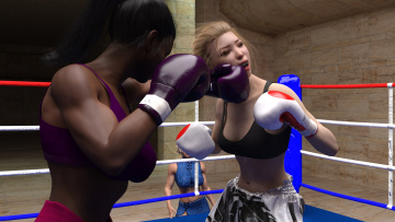 Картинка 3д+графика спорт+ sport ринг фон взгляд девушки бокс
