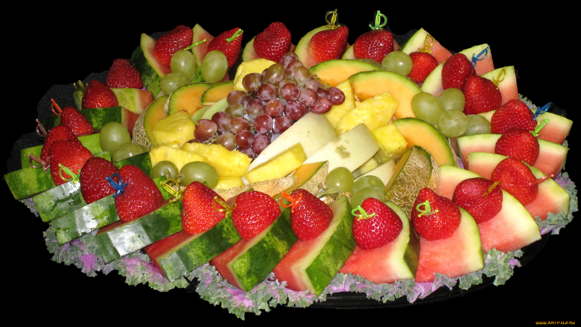 еда, фрукты, ягоды, арбуз, дыня, виноград, клубника