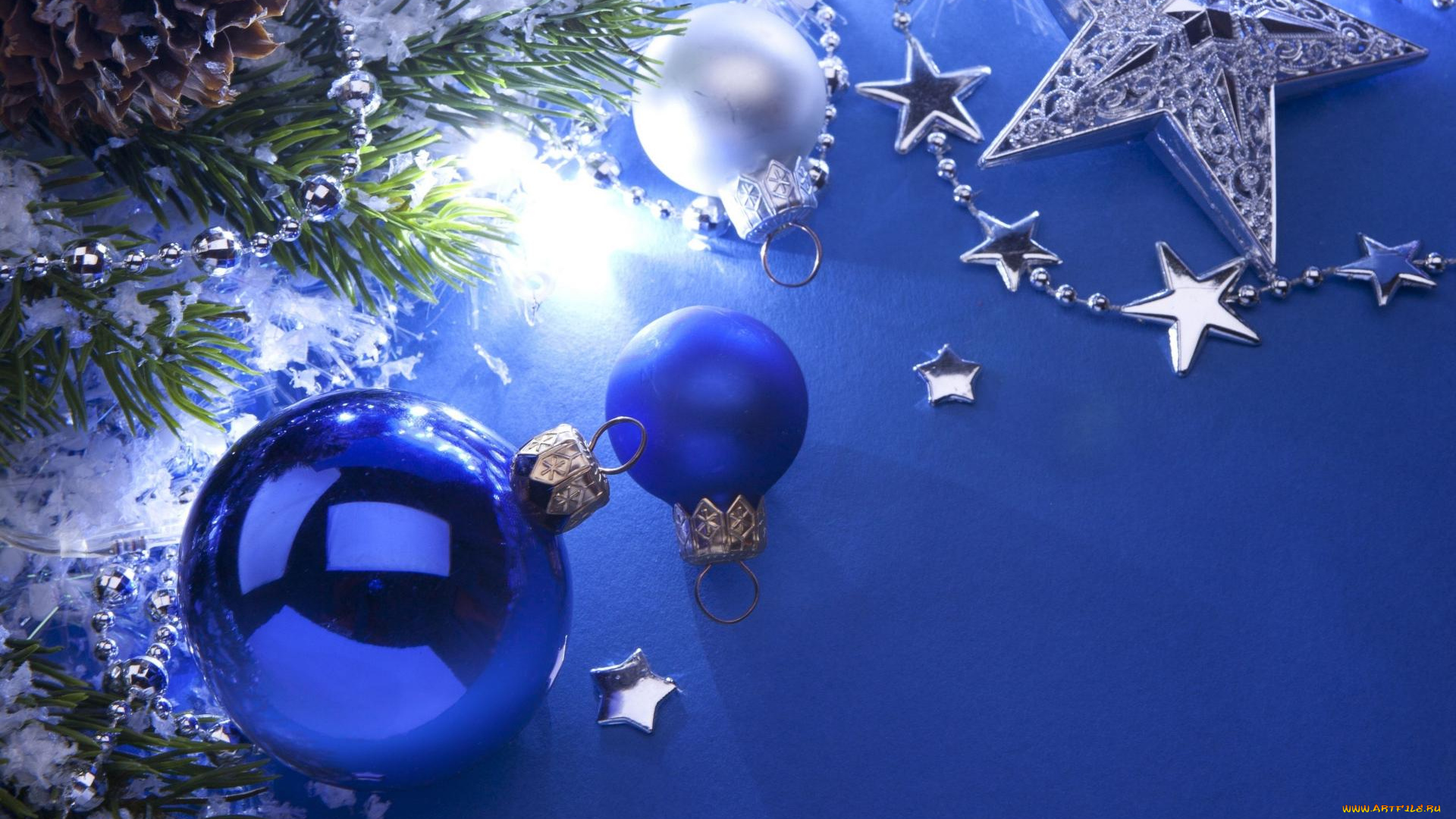 праздничные, шарики, синий, шары, украшения, новый, год