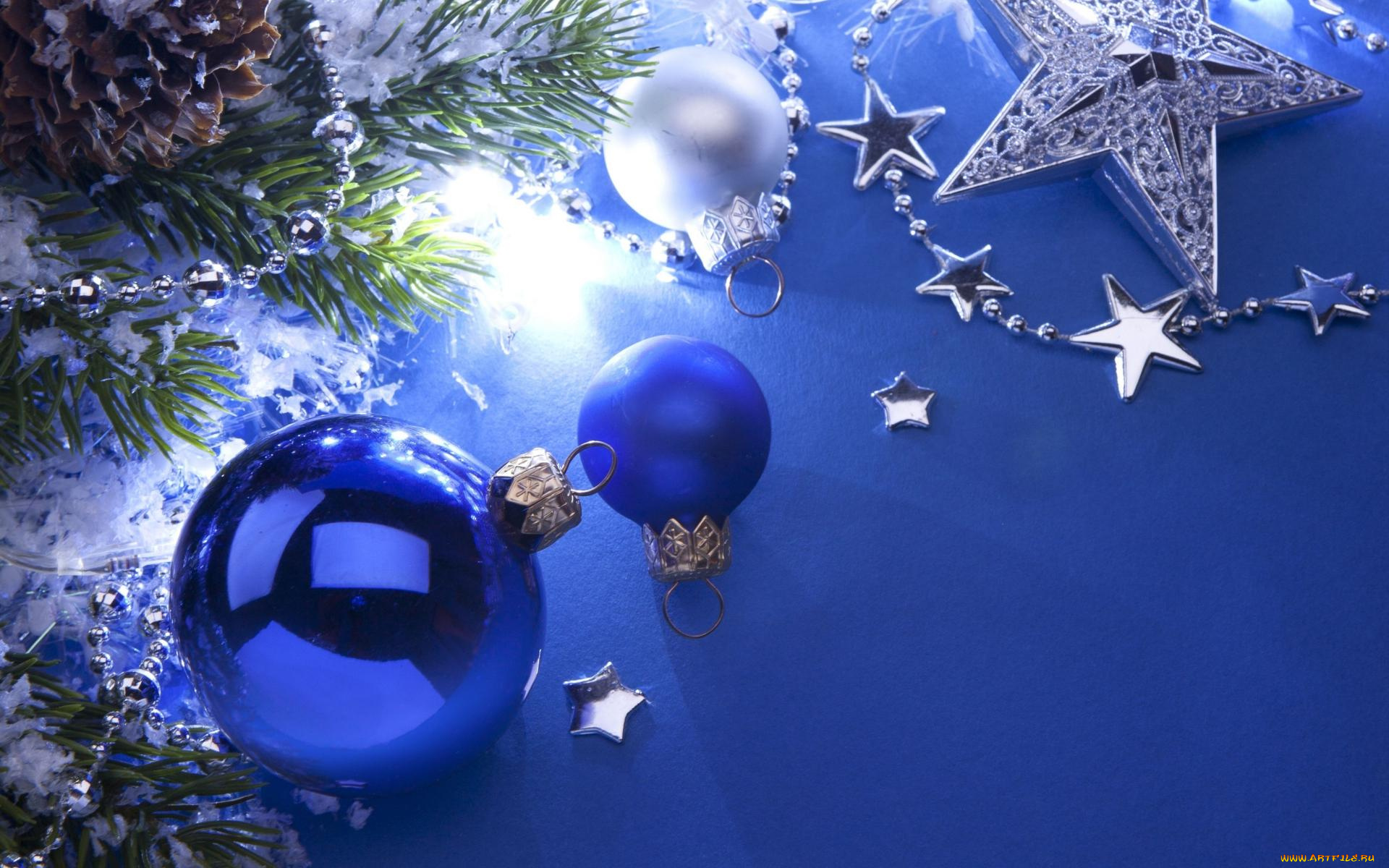 праздничные, шарики, синий, шары, украшения, новый, год