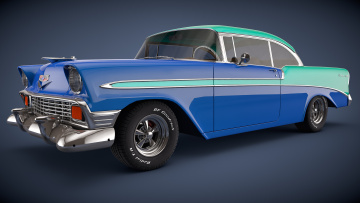 обоя автомобили, 3д, coupe, air, bel, 1956, chevrolet