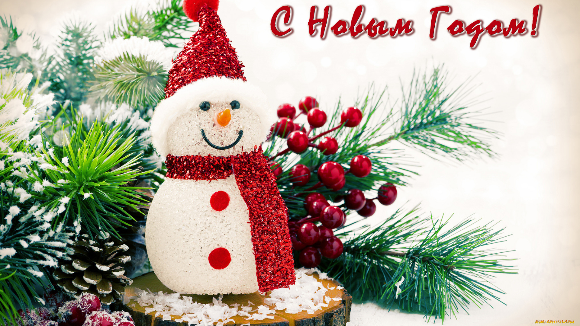 праздничные, снеговики, шапка, ягоды, шишка, сосна, праздник, снеговик, шарф