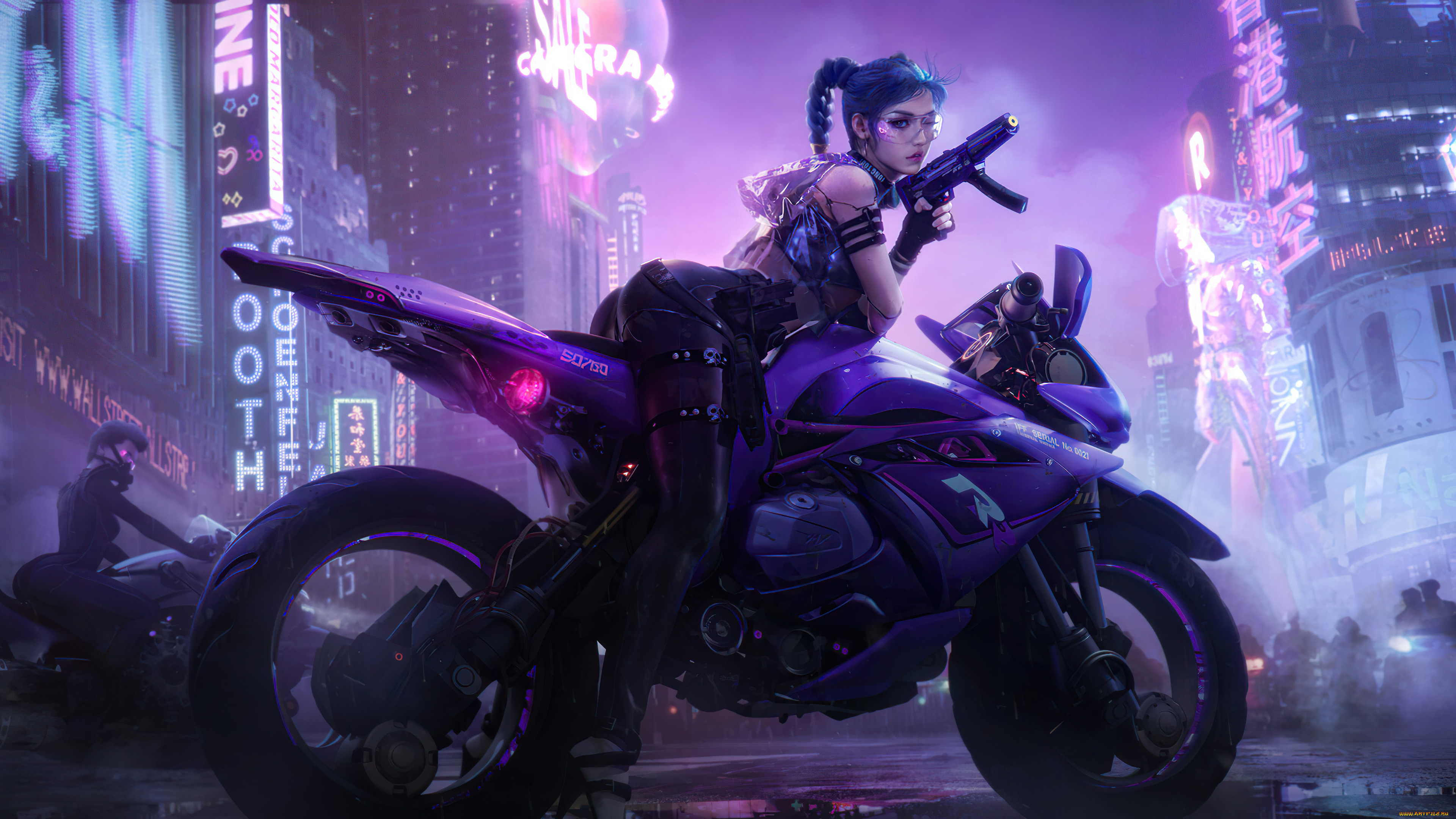 cyberpunk, 2077, видео, игры, cyberpunk, girl, motorcyclе, спортивный, байк, девушка, оружие