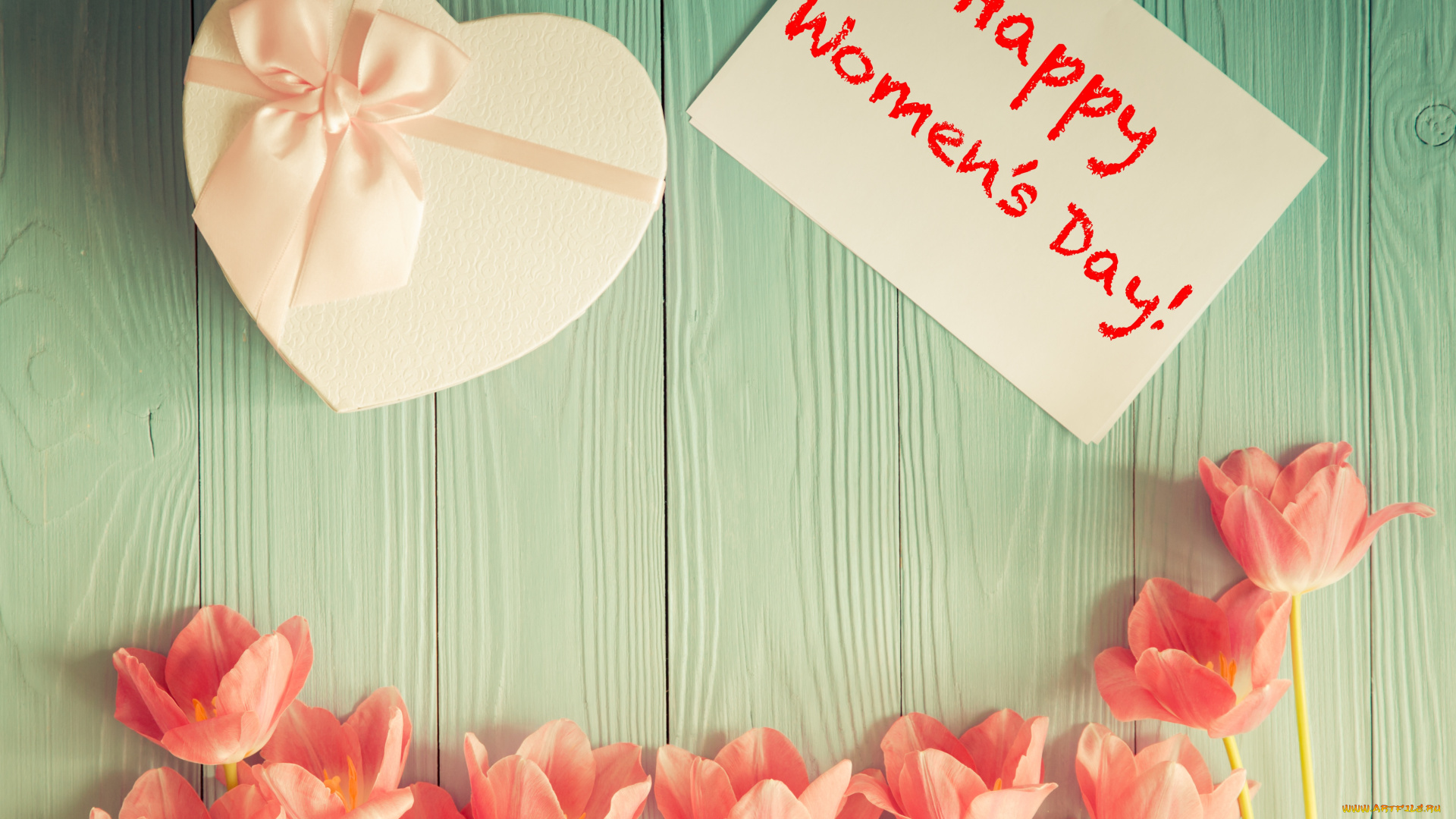 праздничные, международный, женский, день, -, 8, марта, тюльпаны, подарок, праздник, 8, марта, happy, women's, day, надпись
