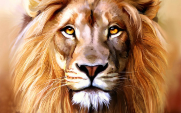 Картинка рисованное животные +львы голова грива хищник взгляд зверь лев