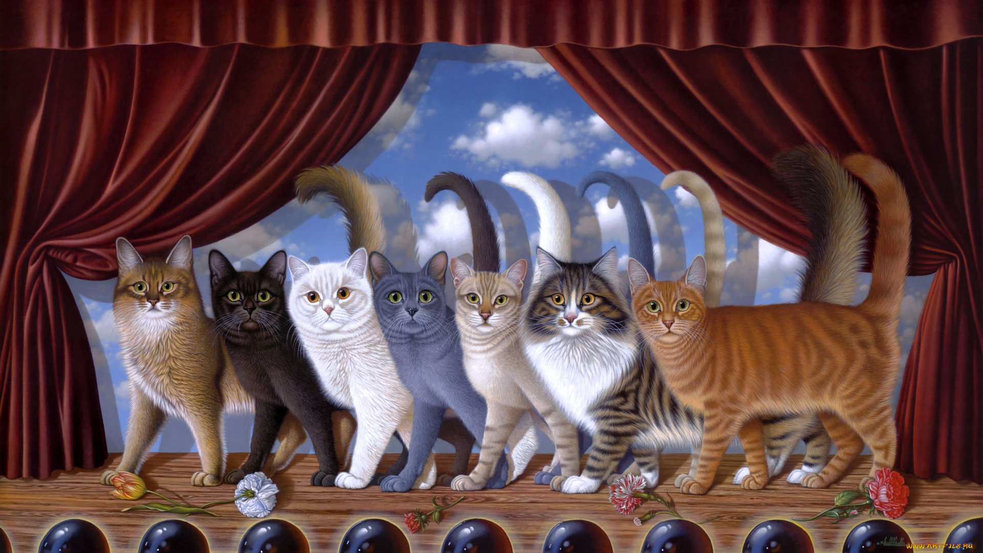 кошки, рисованное, животные, , коты, коты