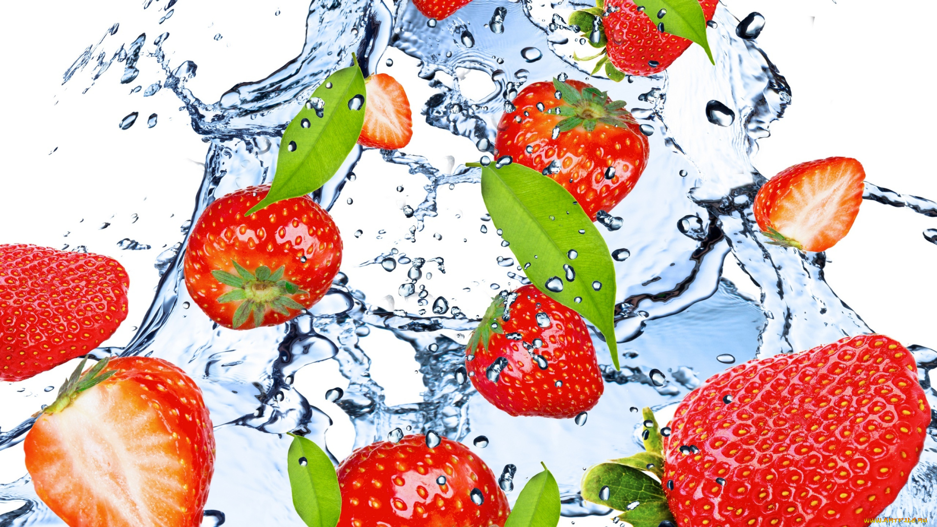 еда, клубника, , земляника, strawberry, вода, капли, брызги, свежесть, красная, ягода, berry, red, water, drops, spray