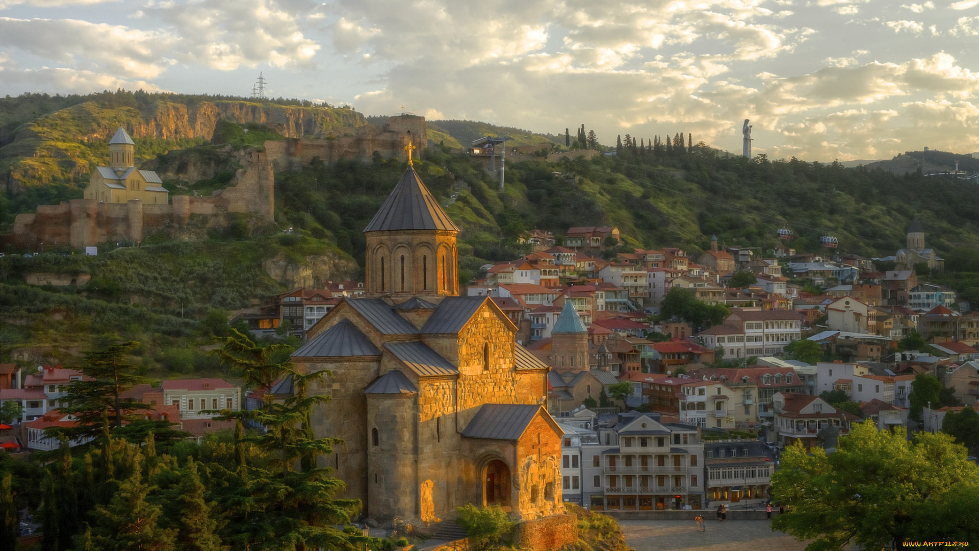 tbilisi, sunset, города, тбилиси, , грузия, обзор