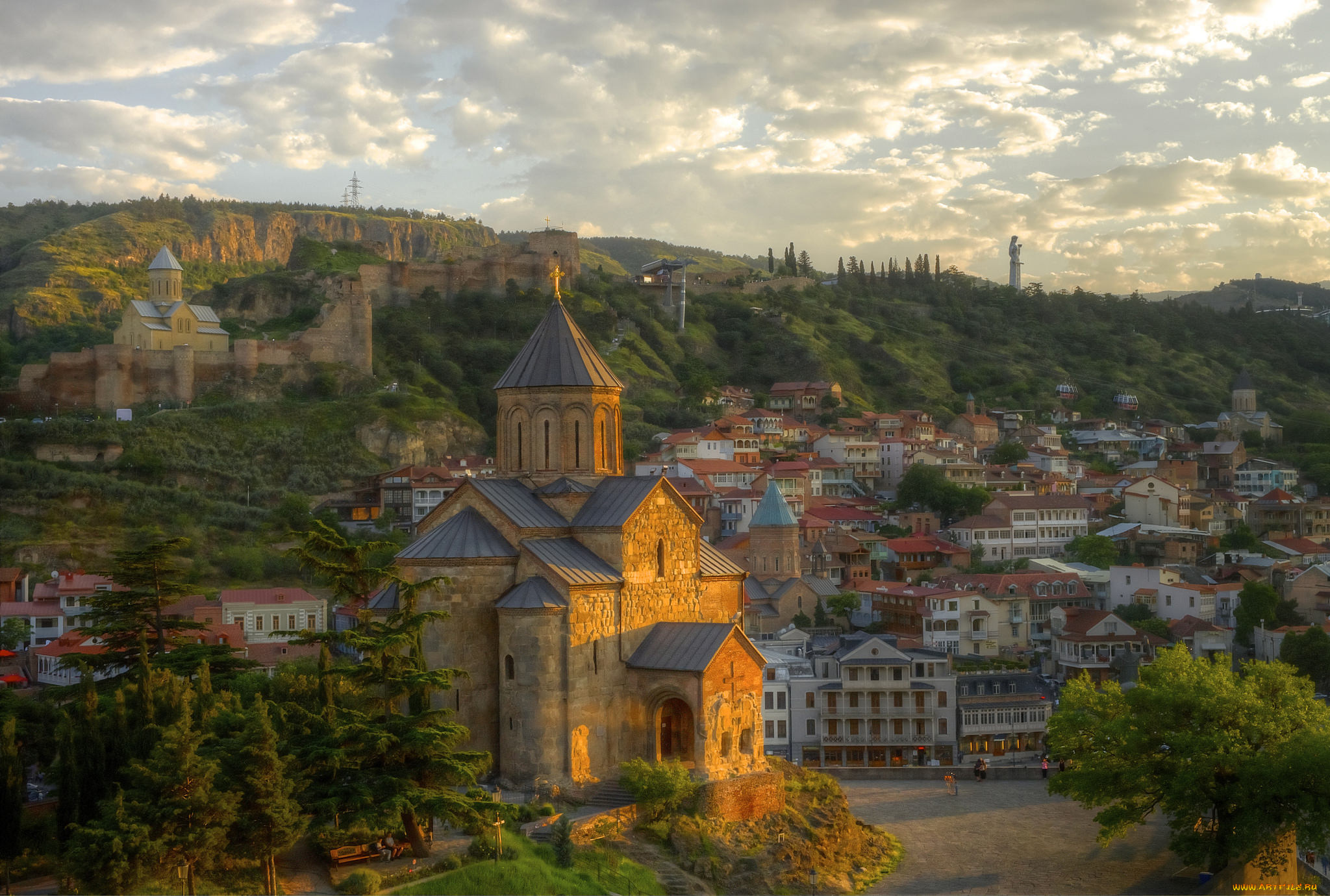 tbilisi, sunset, города, тбилиси, , грузия, обзор