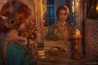 Картинка девушки екатерина+семадени трисс меригольд косплей лицо платье шрамы украшения зеркало