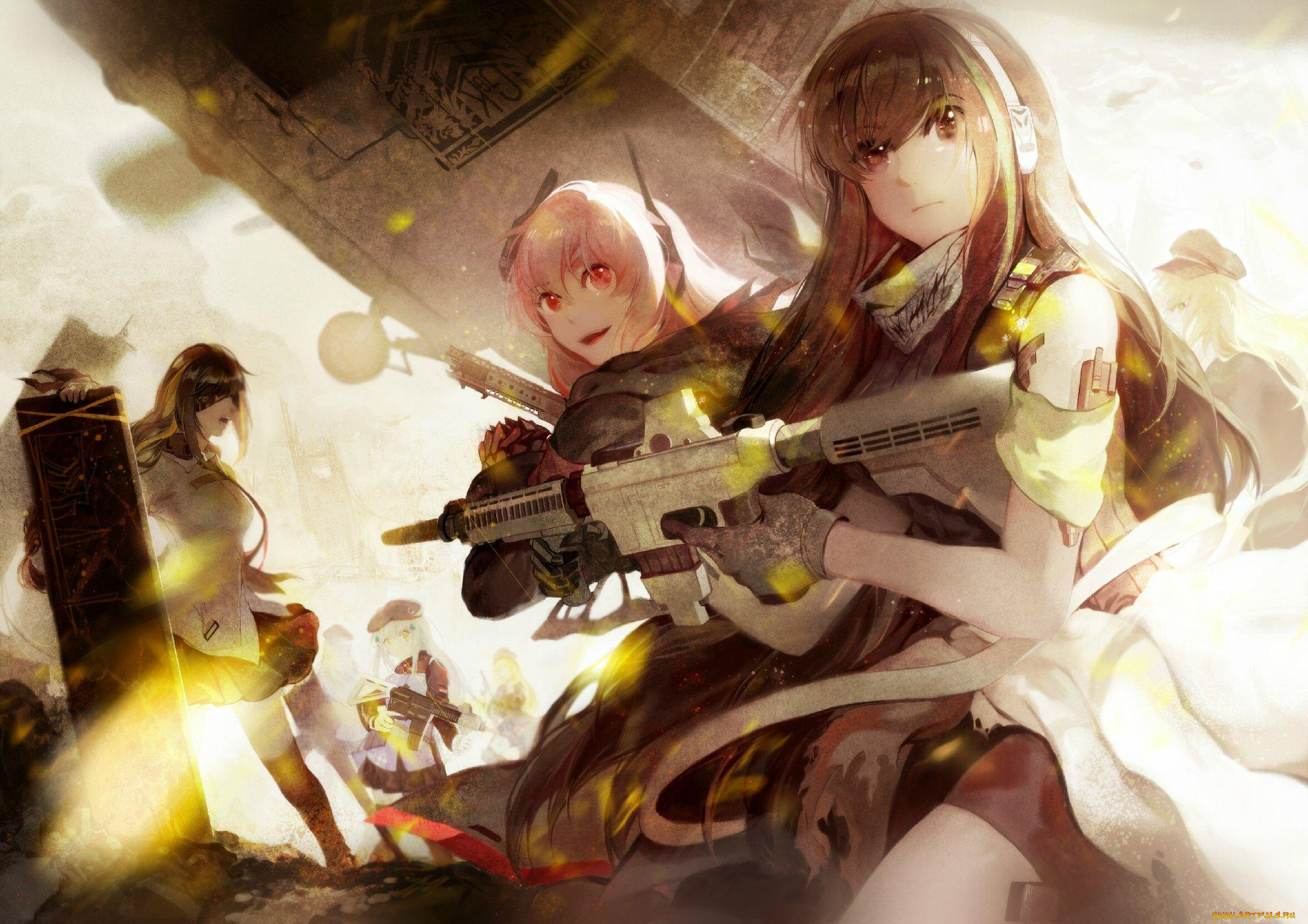 аниме, girls, frontline, девушки, оружие
