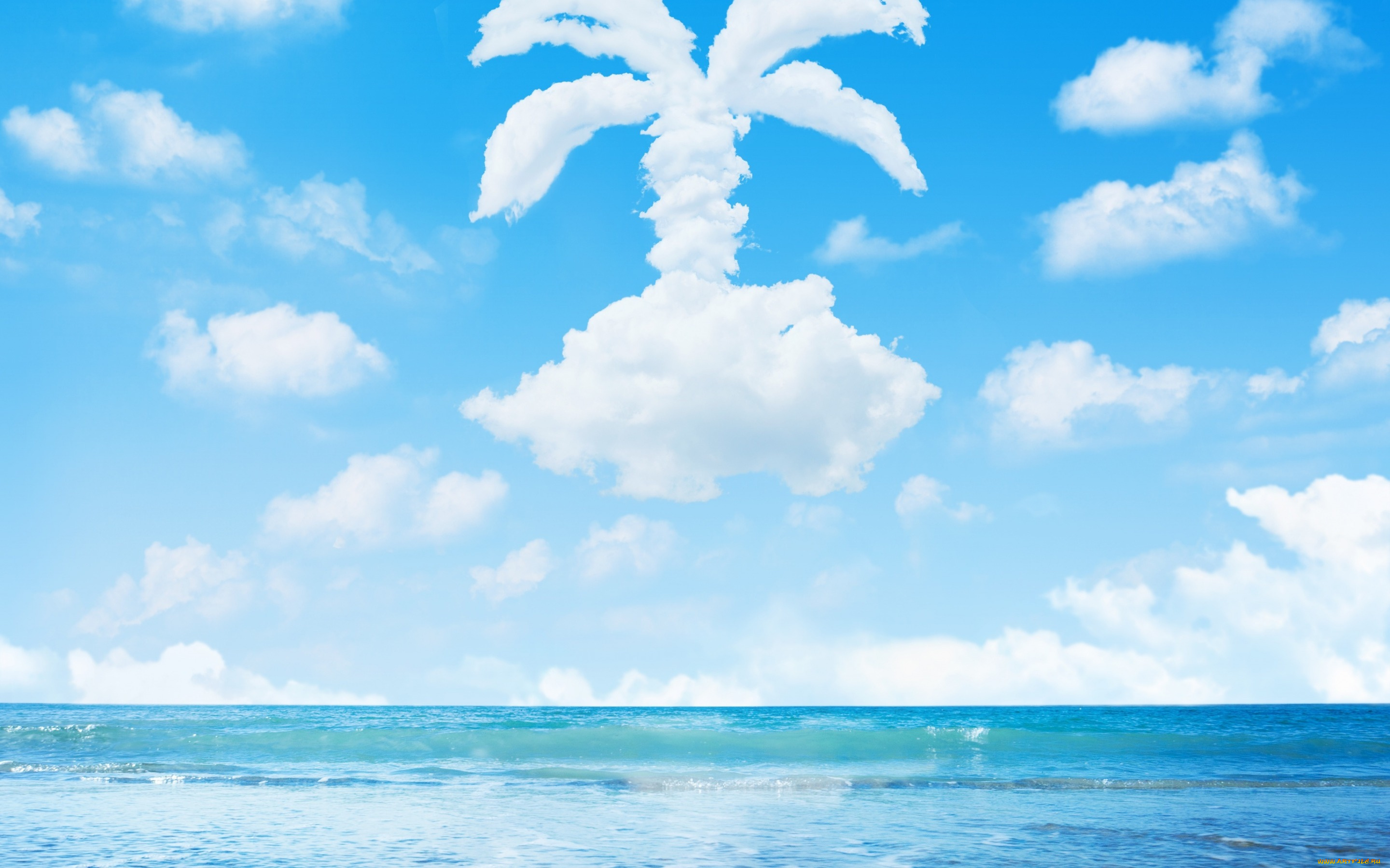 разное, компьютерный, дизайн, песок, море, облака, пальма
