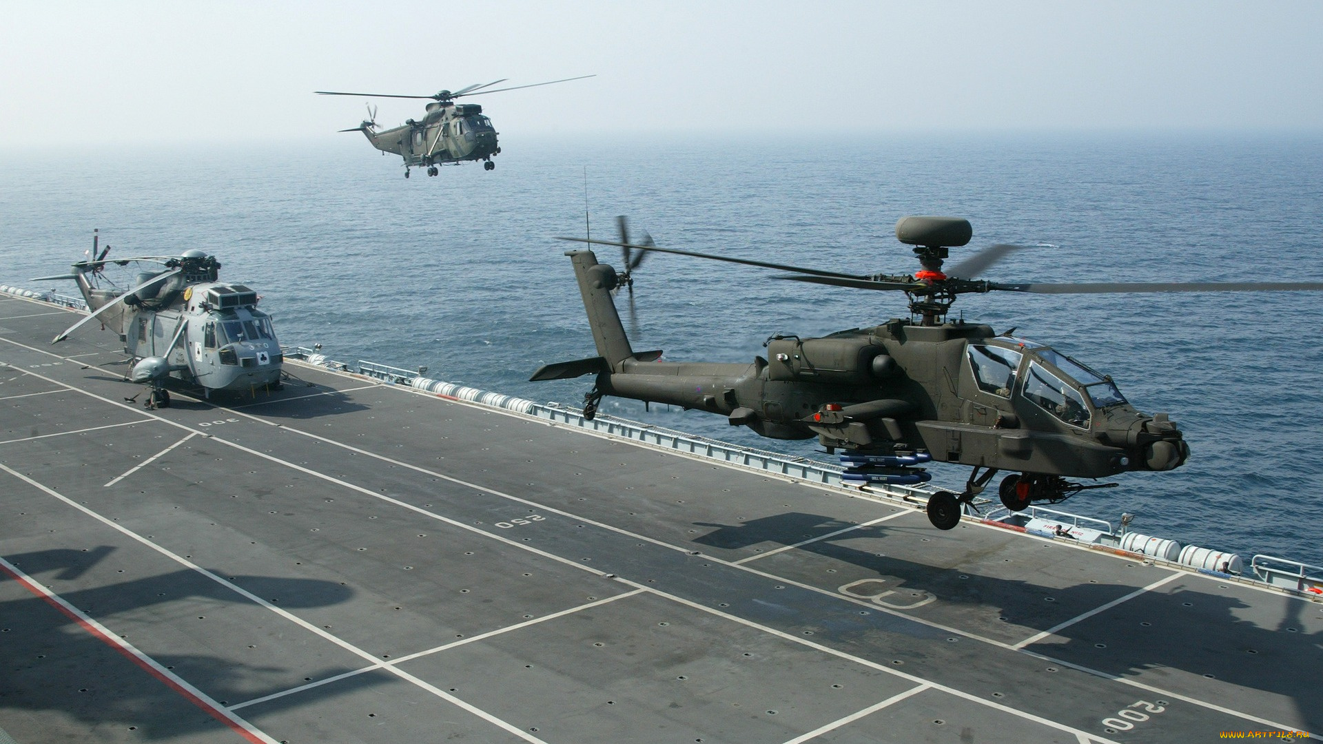ah-64d, авиация, вертолёты, авианосец, палуба, военные, вертолеты