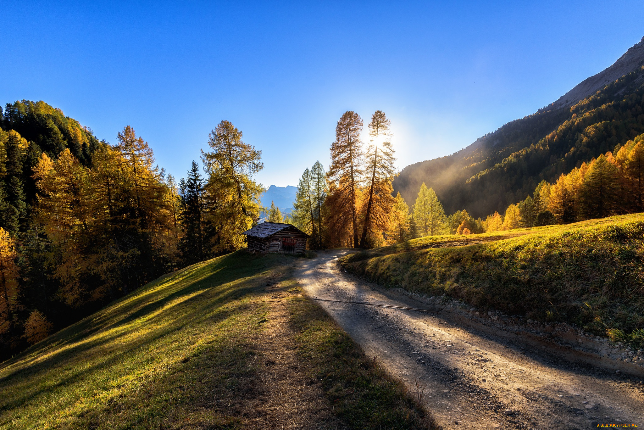 природа, дороги, осень, дорога, италия, горы