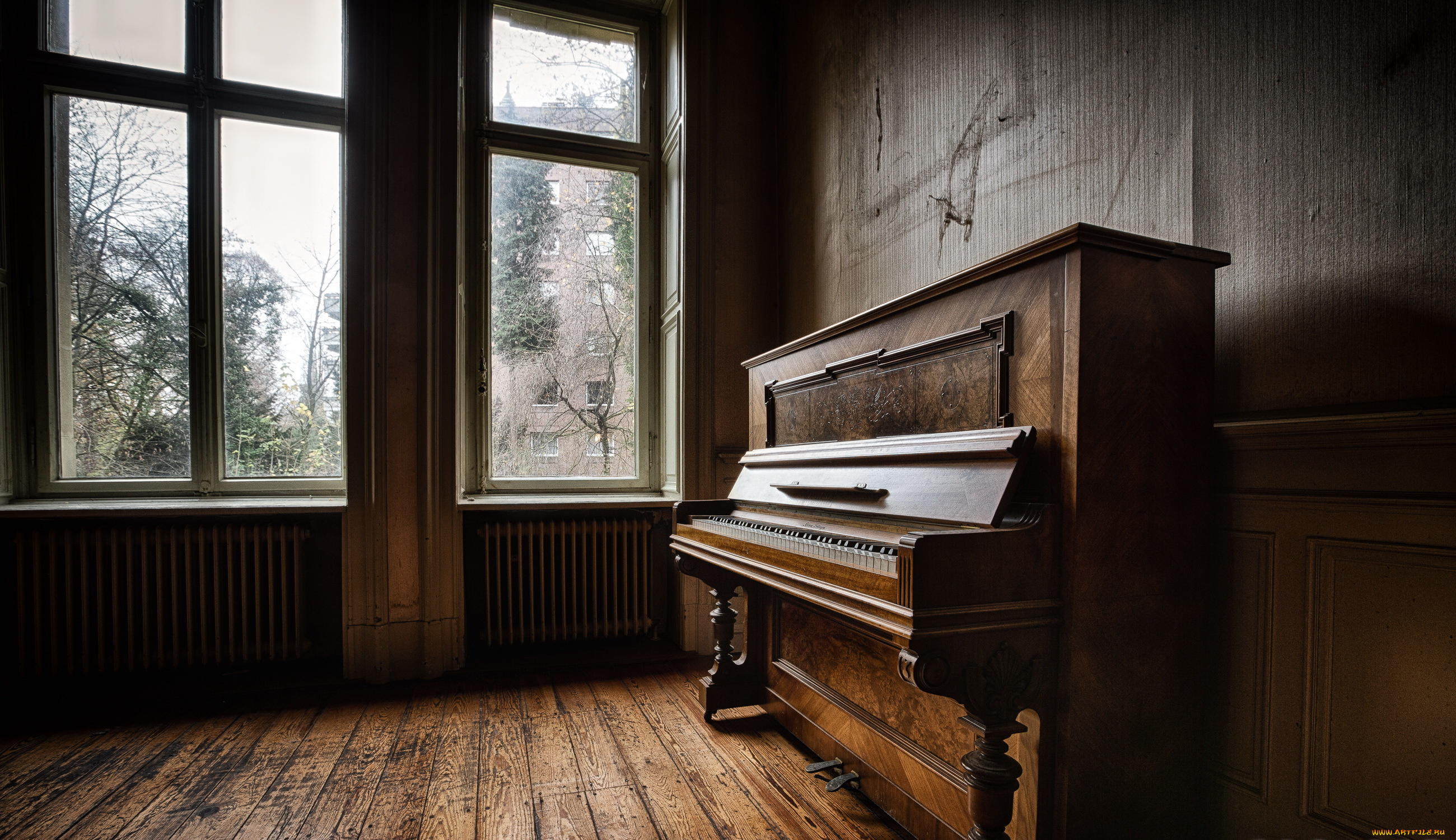 музыка, -музыкальные, инструменты, комната, окно, пианино