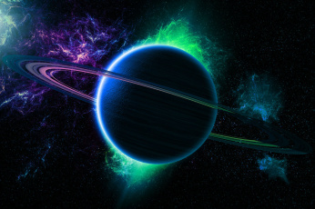 Картинка космос арт кольца туманность планета свечение