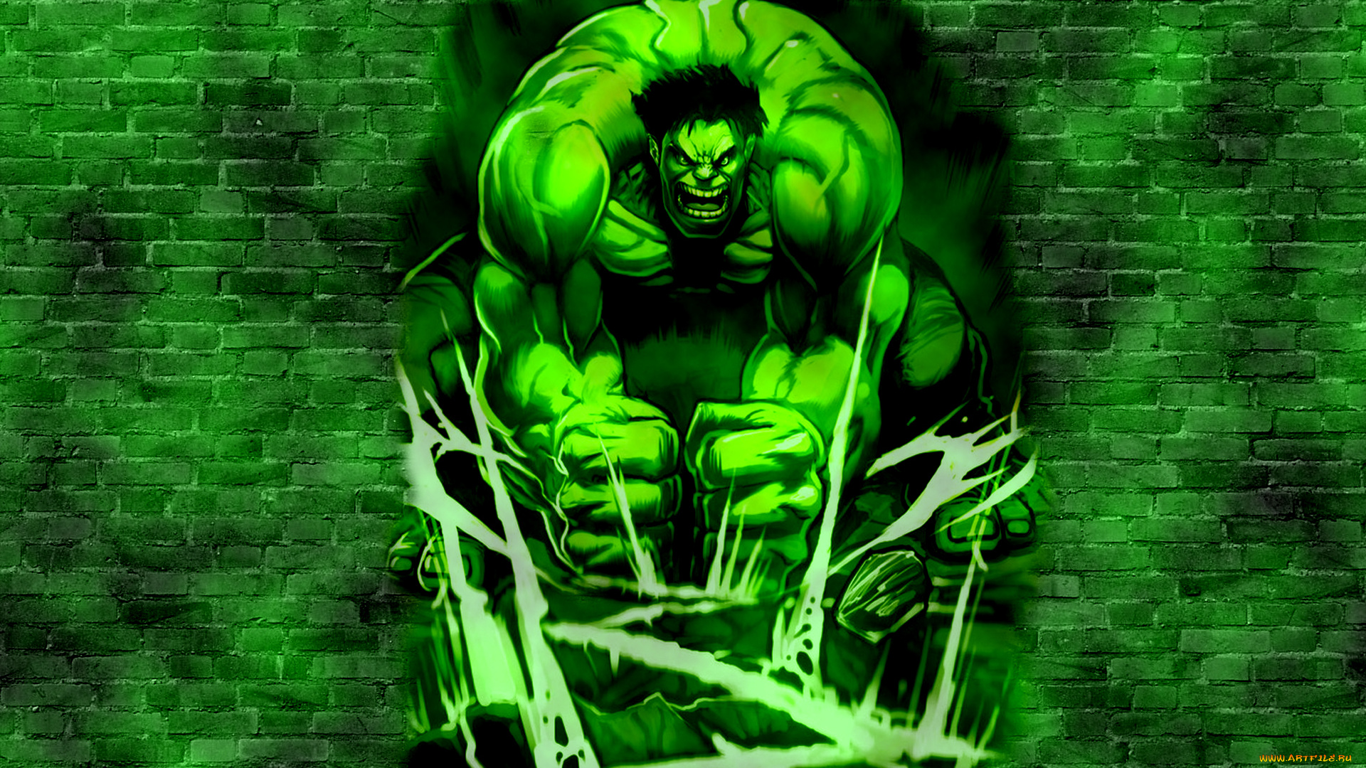 халк, рисованные, комиксы, зеленый, hulk, крушит, мускулы, комикс, ломает, злой, кирпич