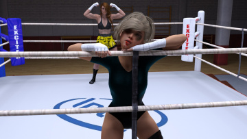 Картинка 3д+графика спорт+ sport ринг бокс фон взгляд девушки