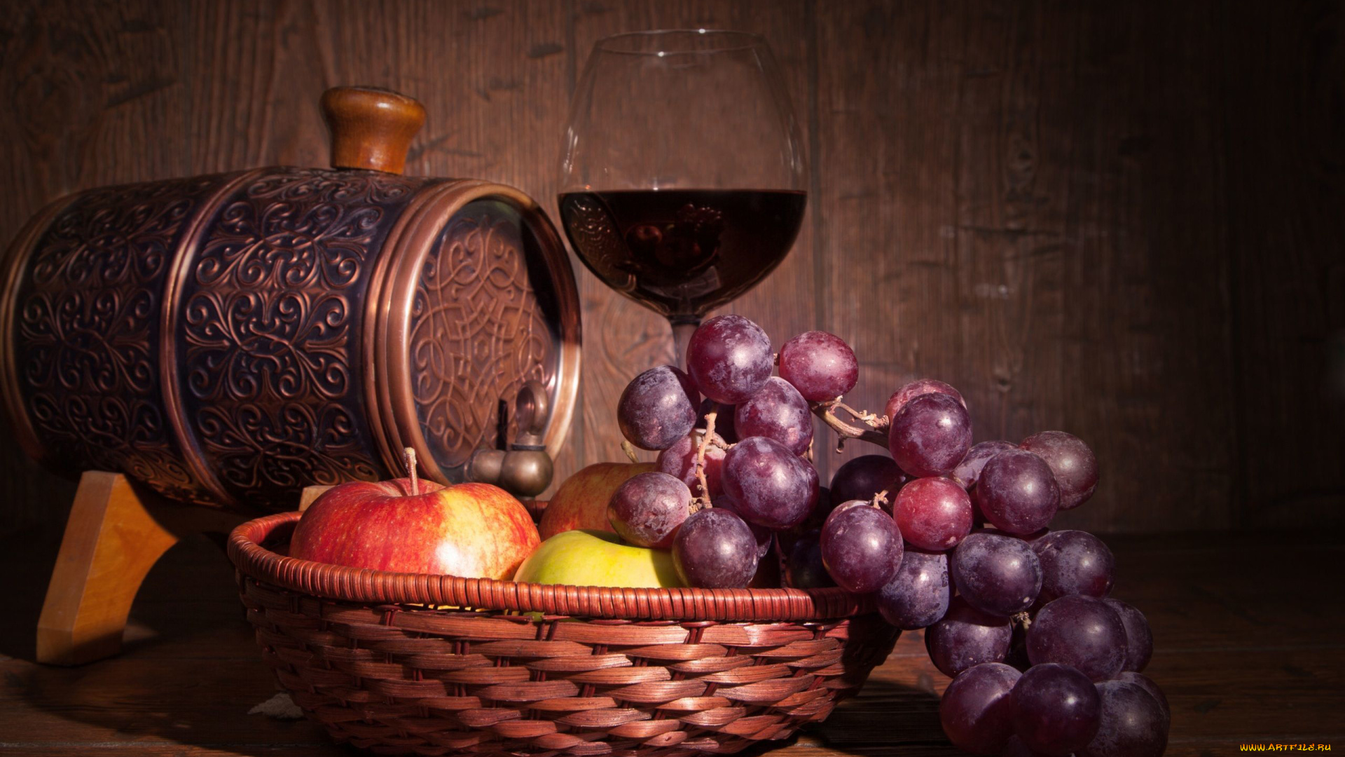 еда, разное, виноград, яблоки, вино