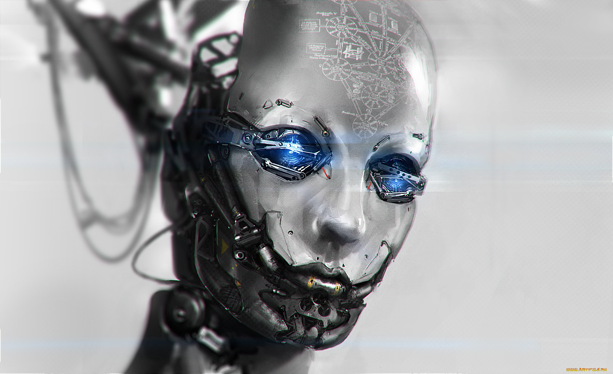 фэнтези, роботы, , киборги, , механизмы, лицо, киборг, робот, андроид