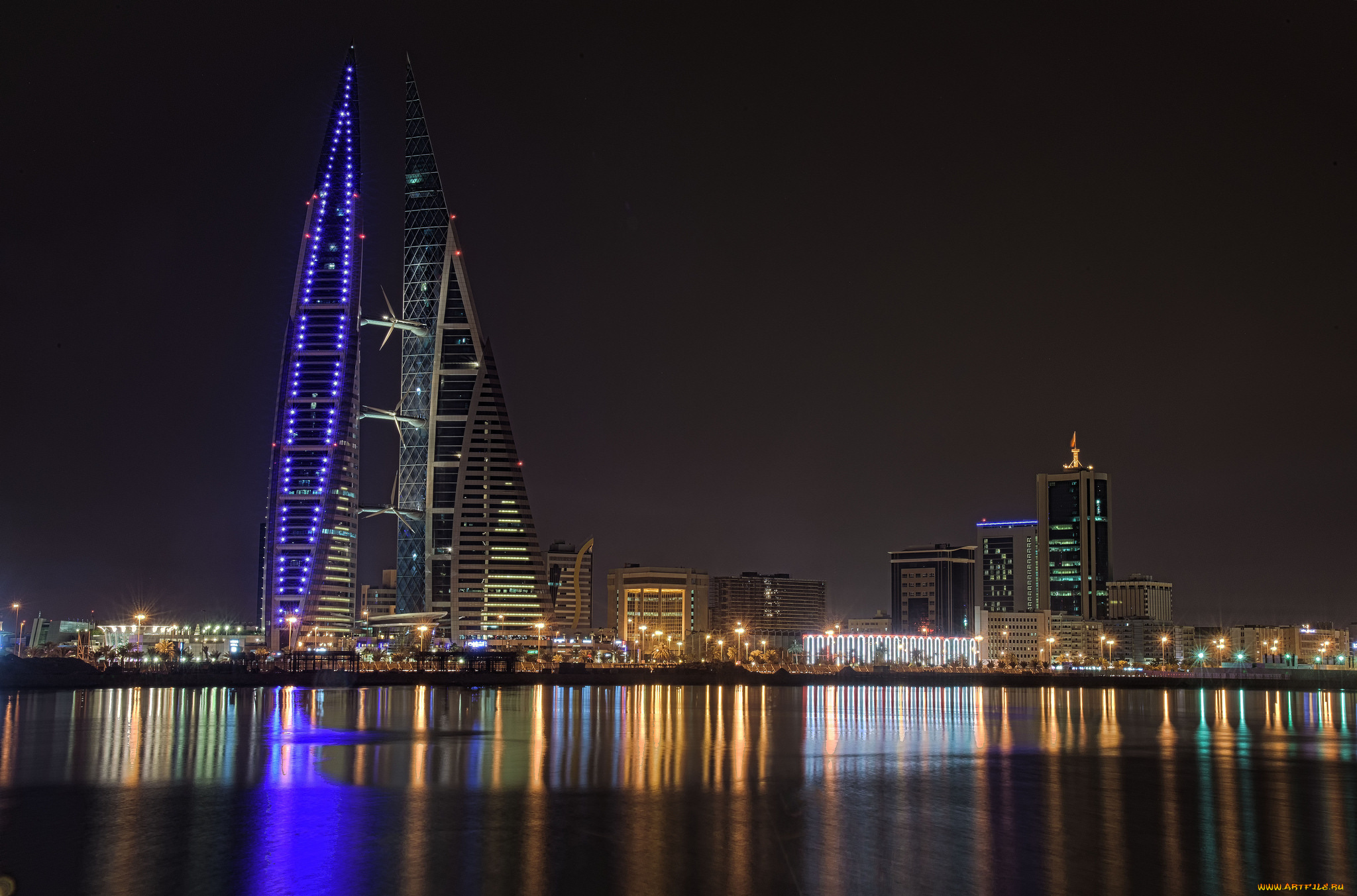bahrain, world, trade, centre, города, -, огни, ночного, города, ночь, башня