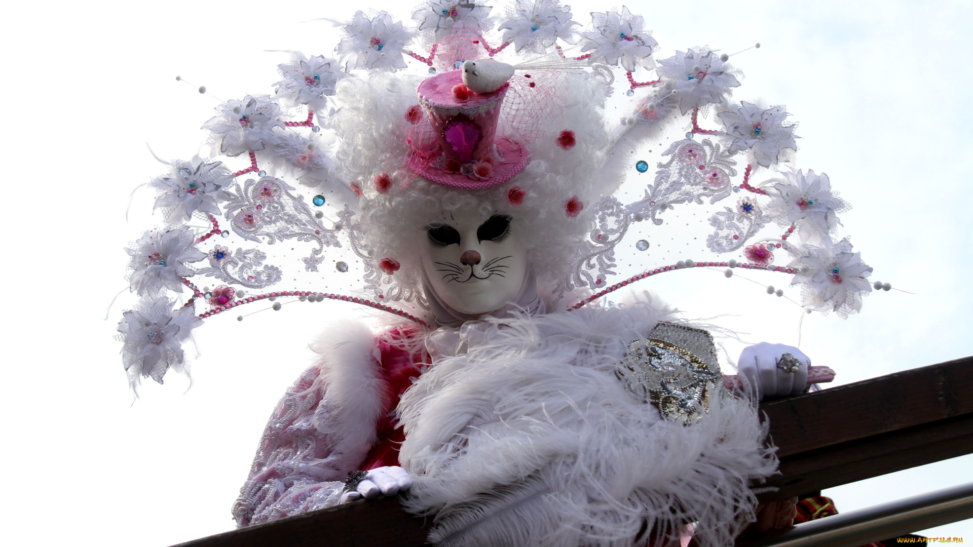 разное, маски, карнавальные, костюмы, мост, воротник, перья, кот, венеция, карнавал
