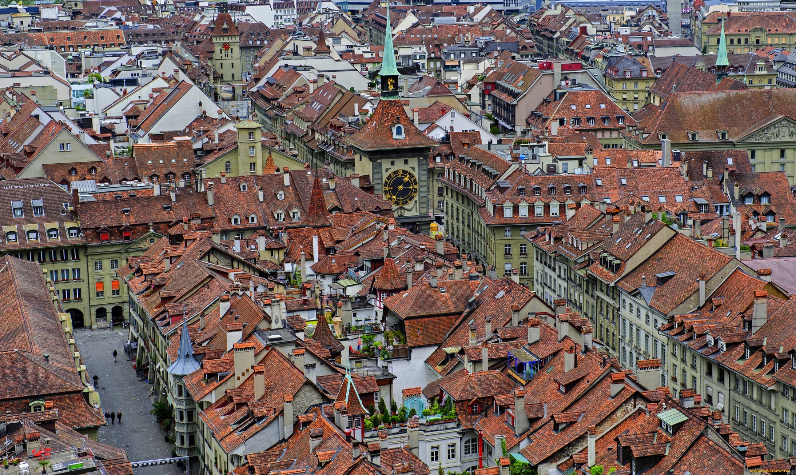 города, берн, , швейцария, панорама, крыши