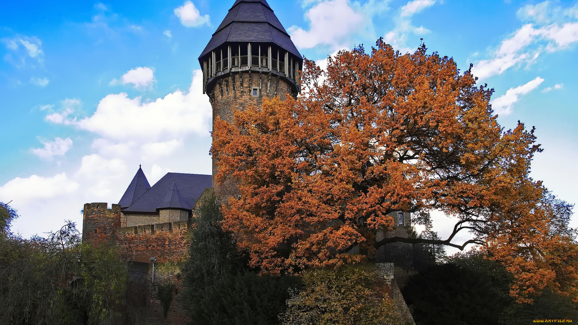castle, linn, города, замки, германии, башня, осень
