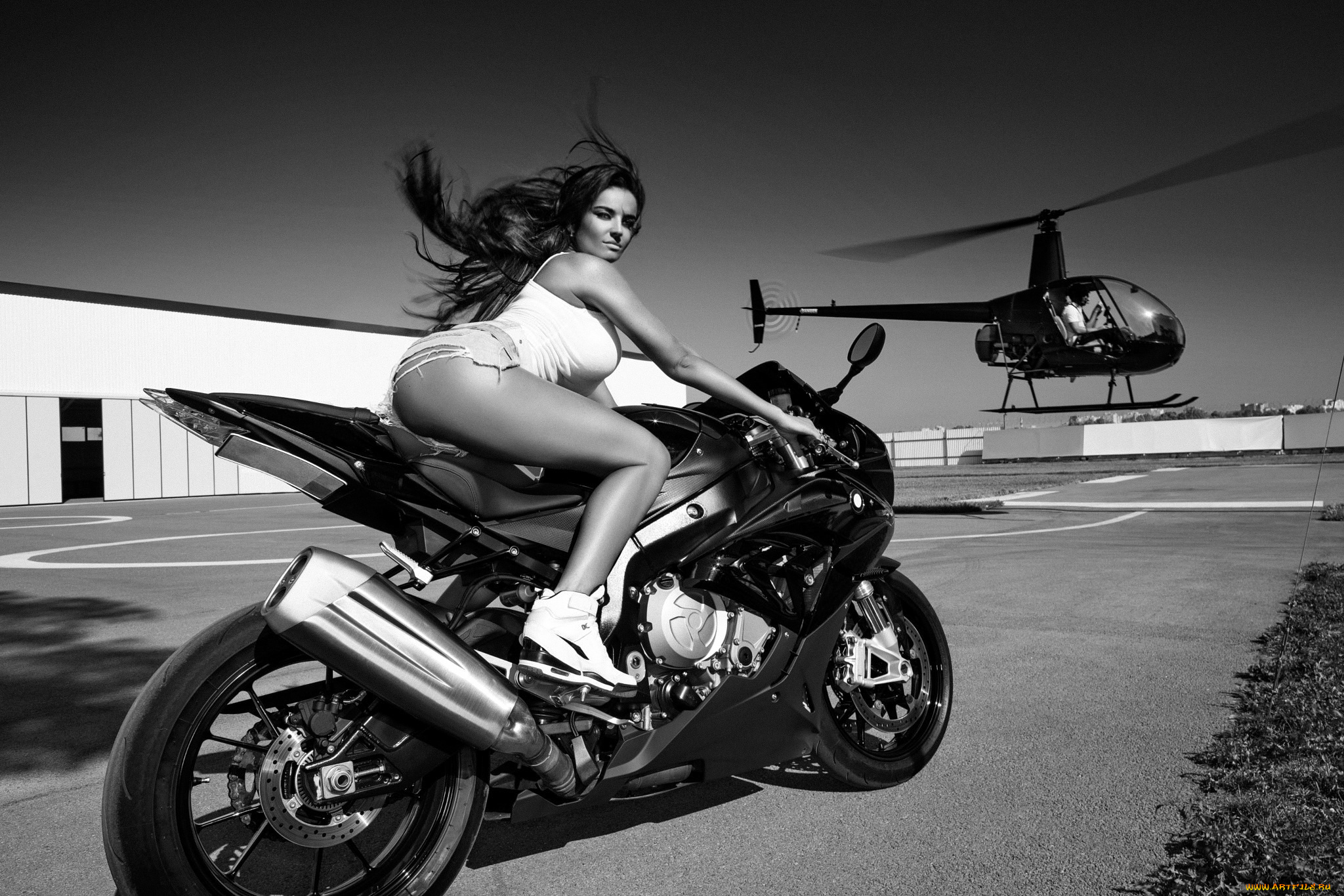 мотоциклы, мото, с, девушкой, байк, девушка, мотоцикл, вертолет
