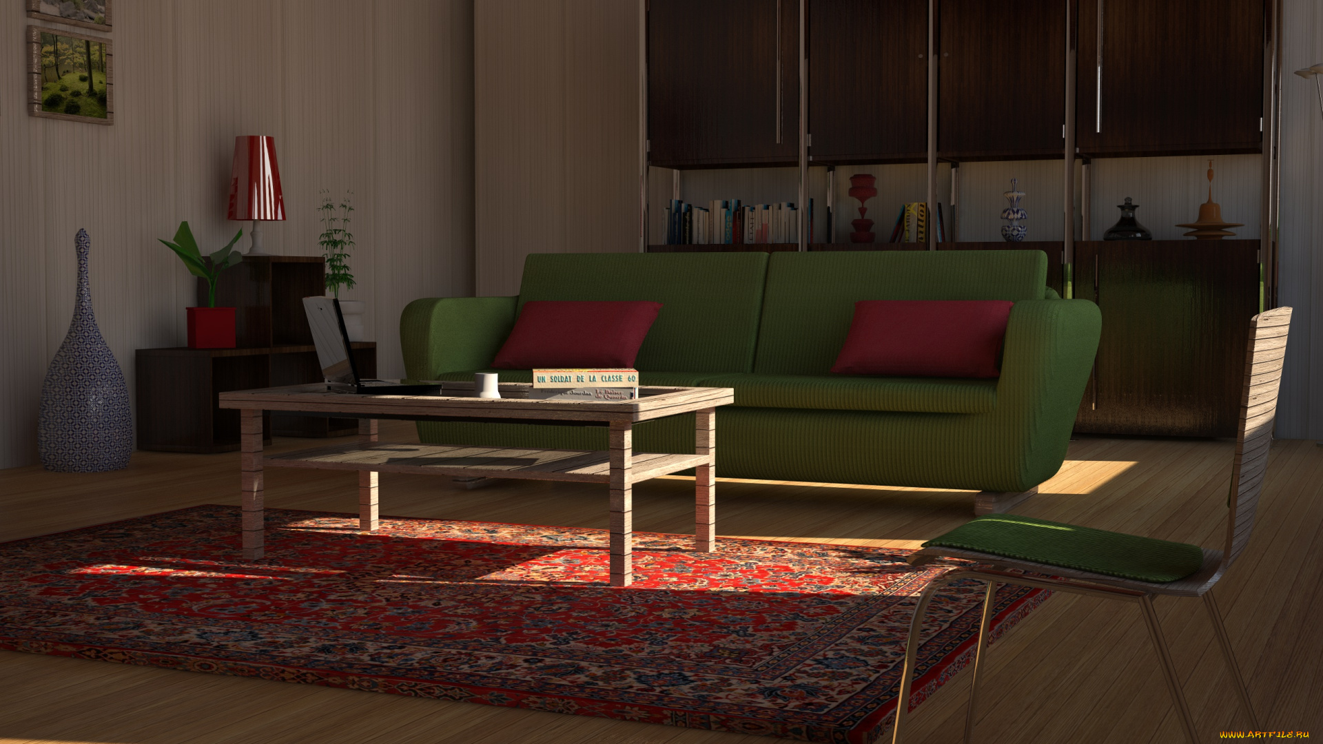 3д, графика, realism, реализм, стол, диван
