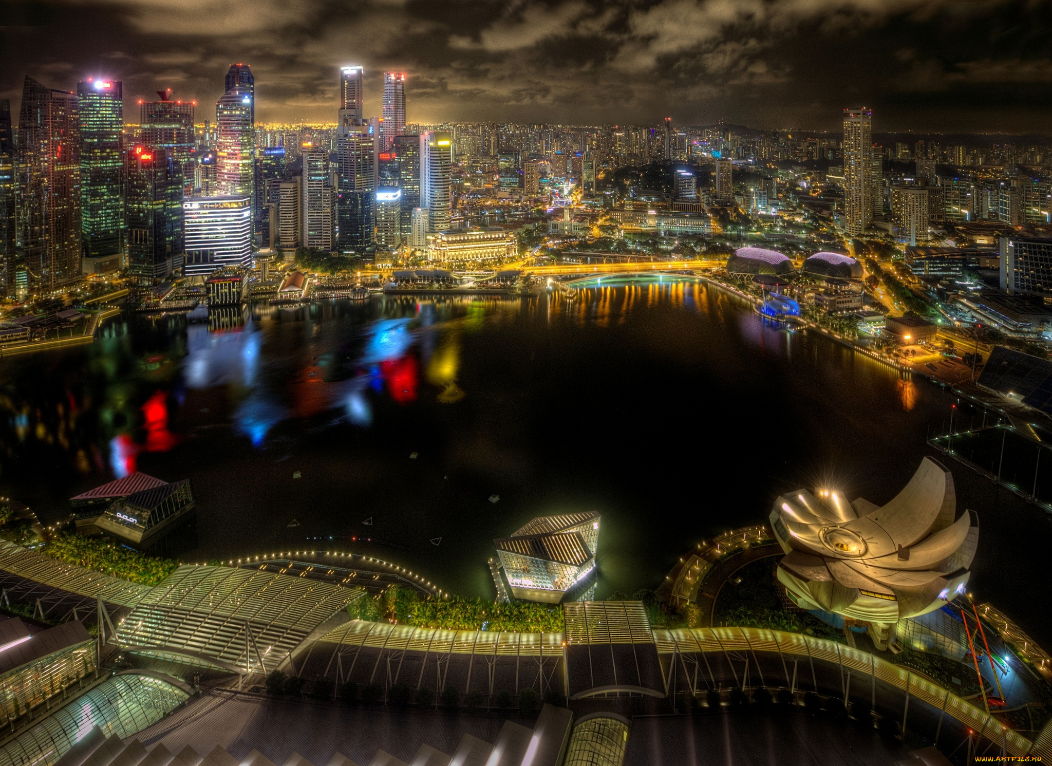 singapore, города, сингапур, , сингапур, панорама, город, ночь
