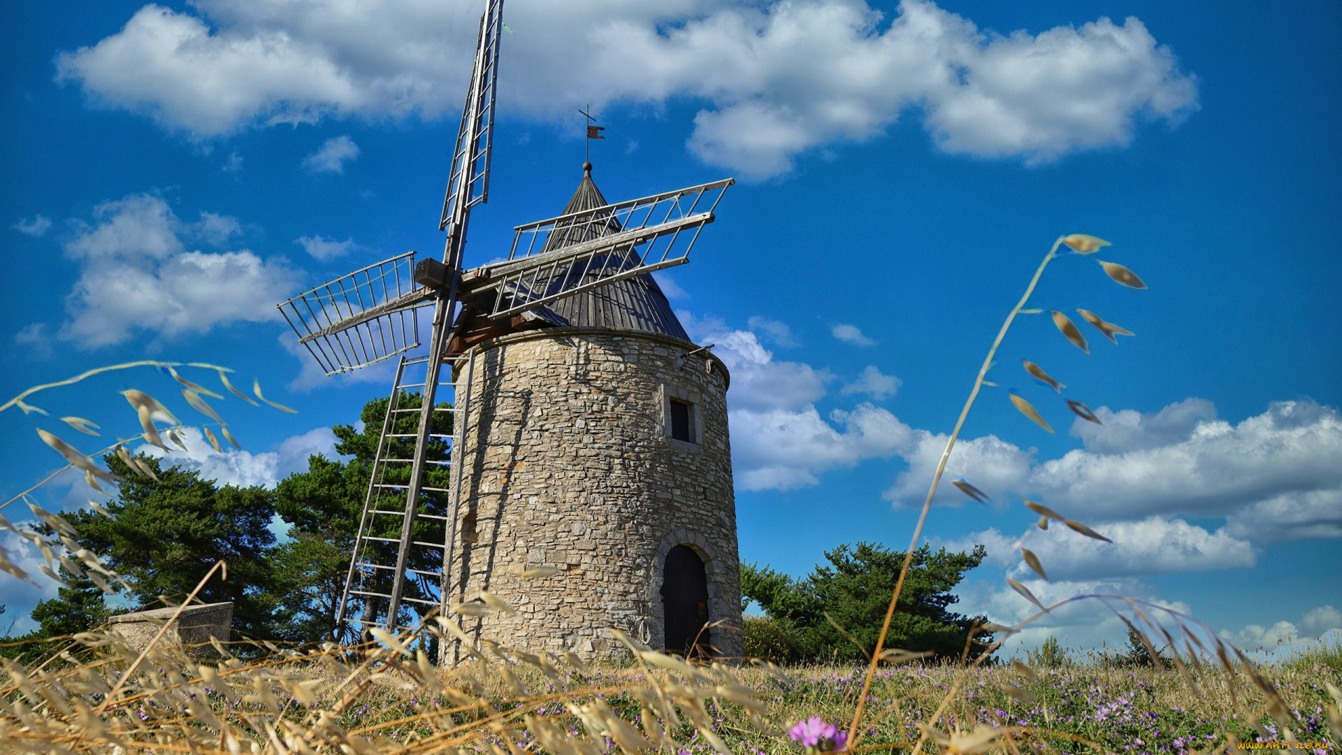 old, windmill, france, разное, мельницы, old, windmill