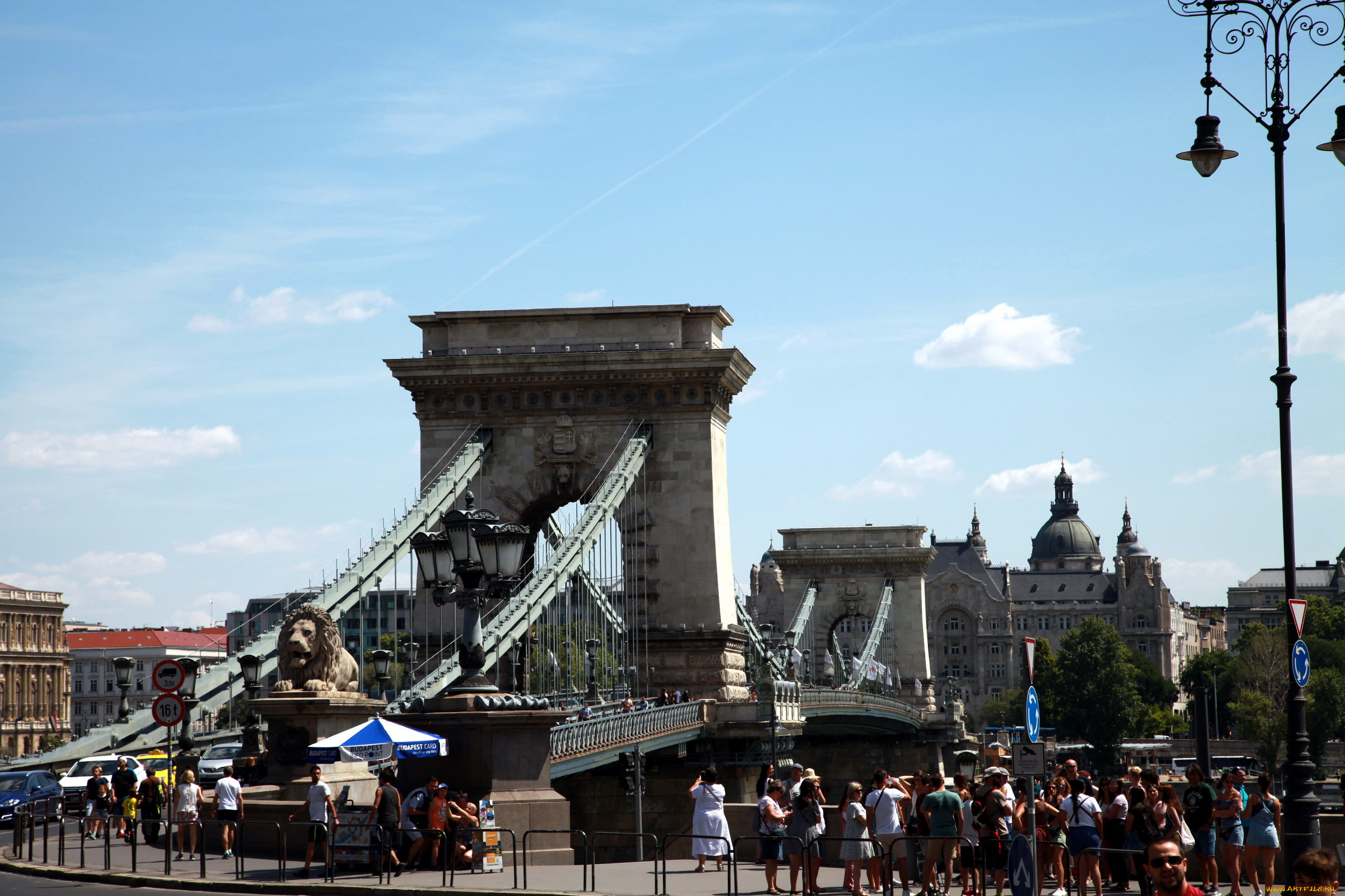 города, будапешт, , венгрия, мост, фонари, туристы