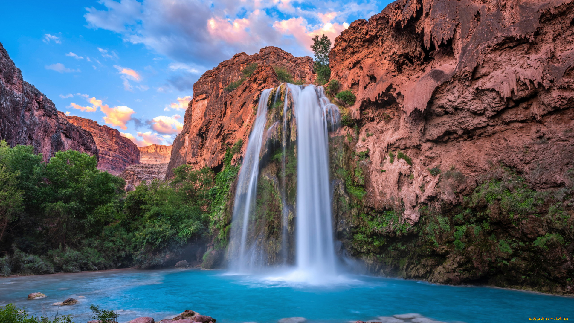 havasu, waterfall, arizona, природа, водопады, havasu, waterfall