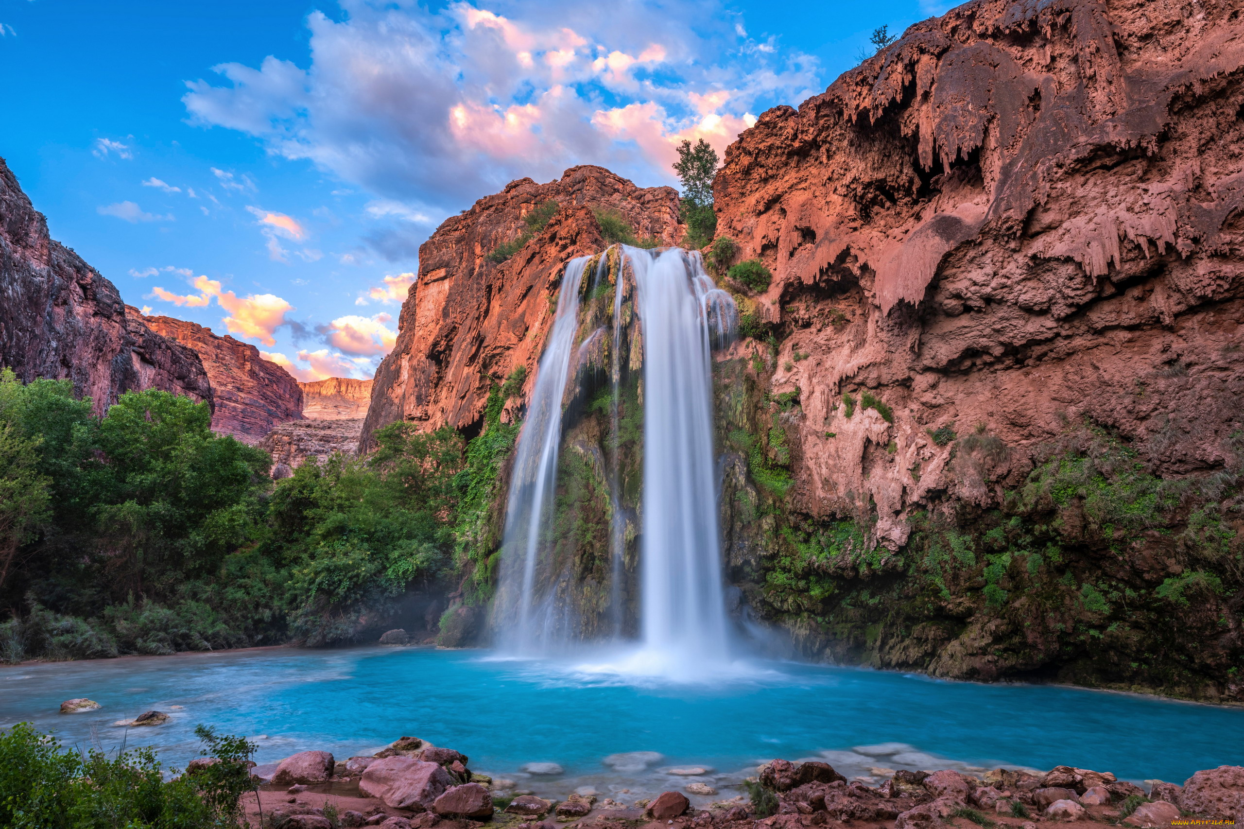 havasu, waterfall, arizona, природа, водопады, havasu, waterfall