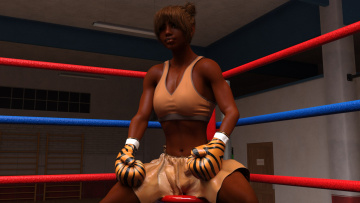 Картинка 3д+графика спорт+ sport девушки фон ринг бокс взгляд