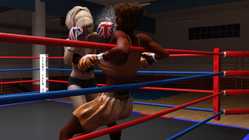 Картинка 3д+графика спорт+ sport фон грудь взгляд девушки бокс ринг