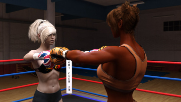 Картинка 3д+графика спорт+ sport ринг бокс грудь девушки взгляд фон