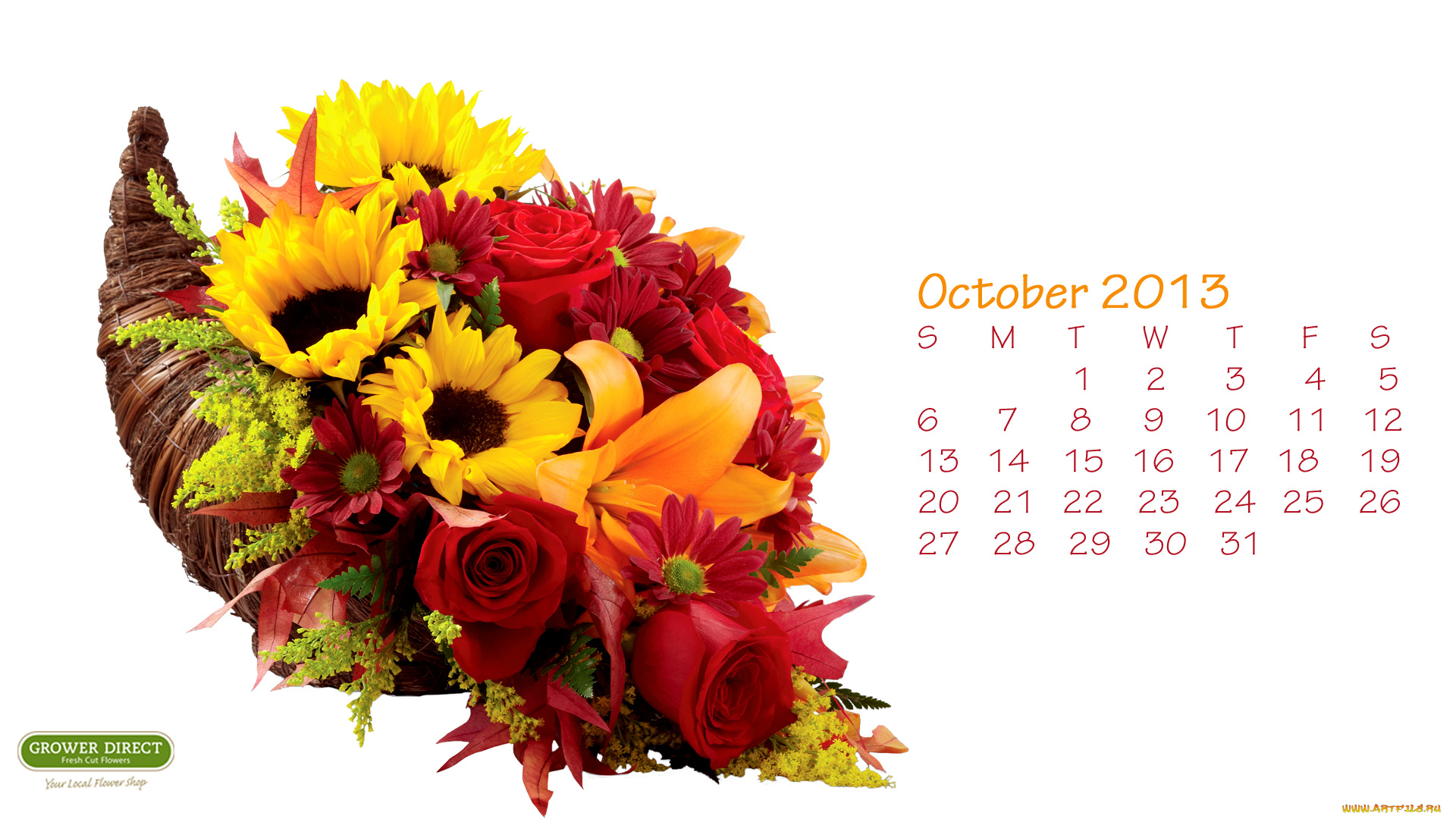календари, цветы, розы, подсолнухи, хризантемы, лилии